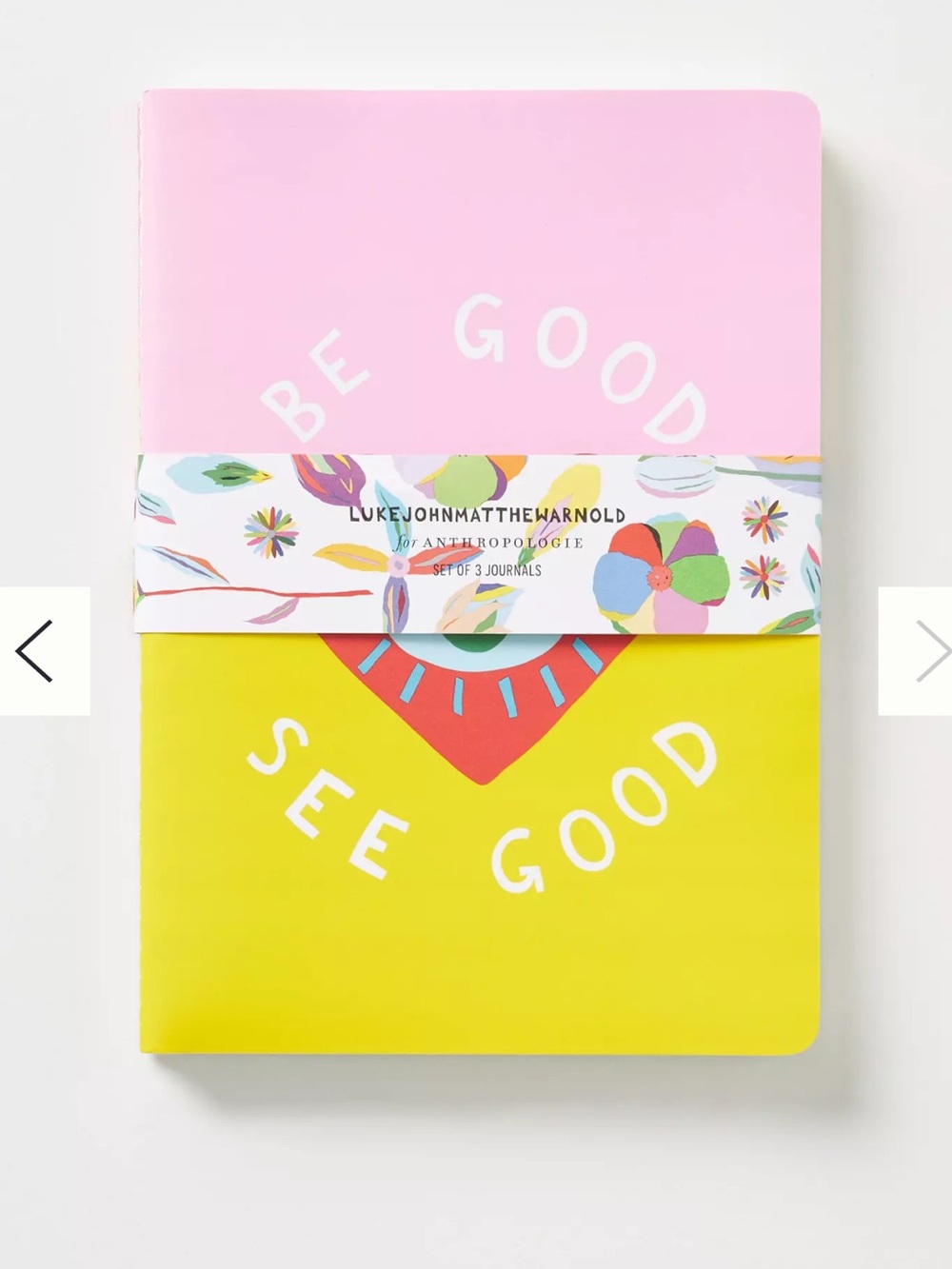 Anthropologie Pink & Yellow 'Be Good See Good' Journal Duo